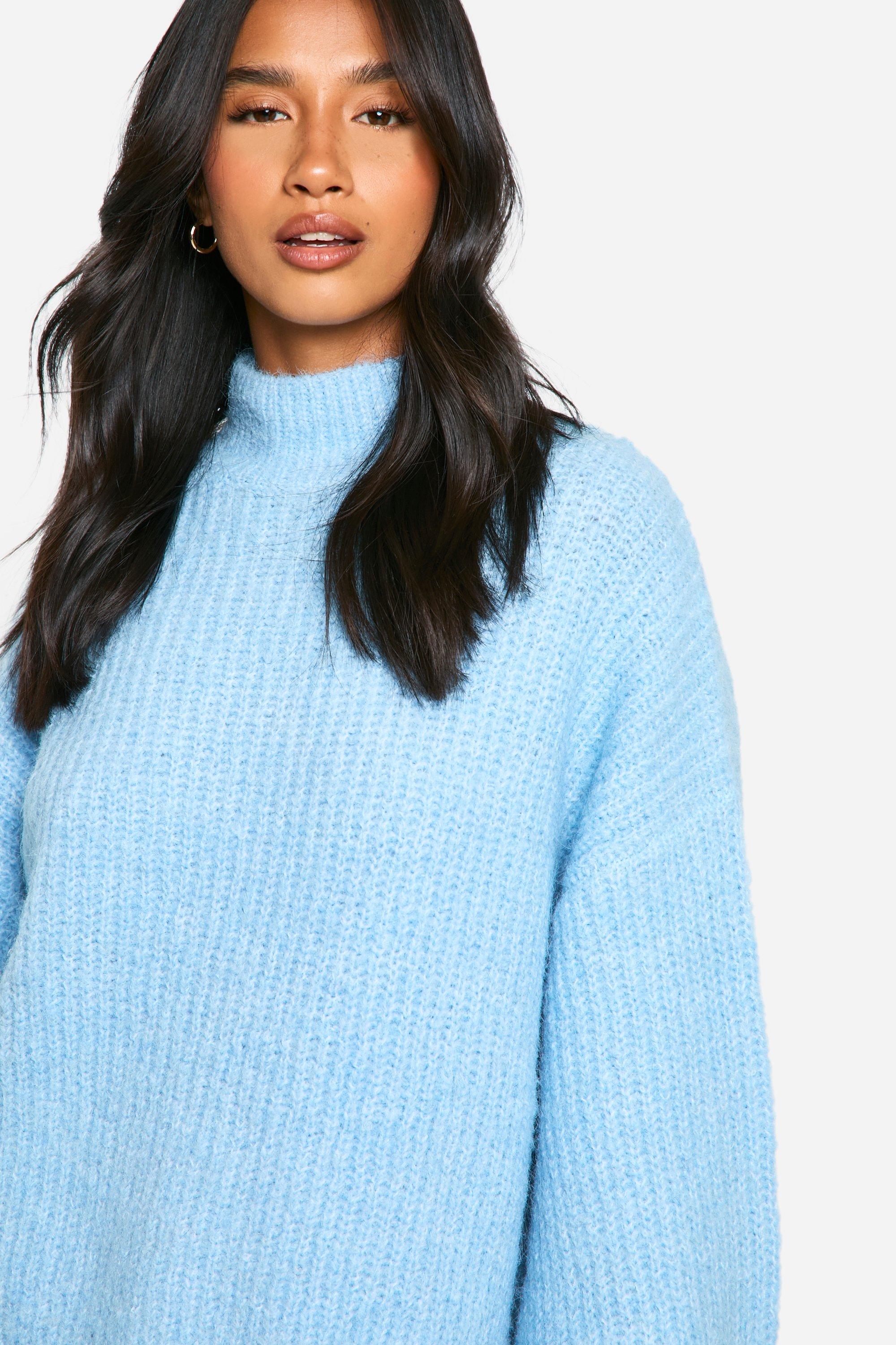 Petite Oversized High Neck Knitted Jumper